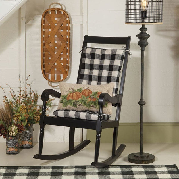 Buffalo Check Black & Cream Rocking Chair Cushions - Latex Foam Fill