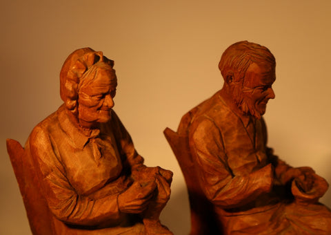 Andre Bourgault Folk Art Carving bookends - Langford Gallery Collection