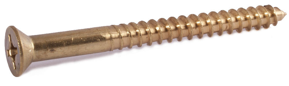 3 x 1/2 Phillips Flat Wood Screw Brass - FMW Fasteners