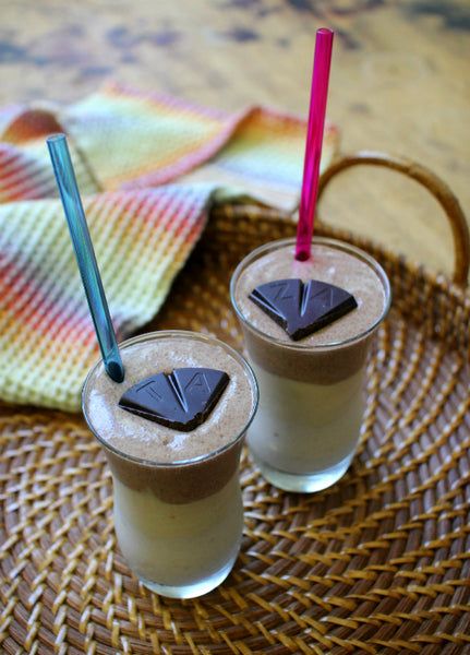 Triple Layer Chocolate, Peanut Butter and Banana Smoothie