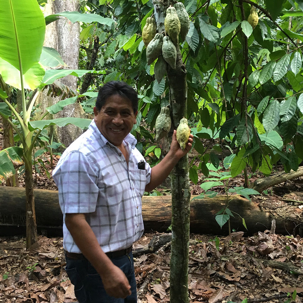  Gualberto of OKO Caribe shows off a beautiful cacao pod