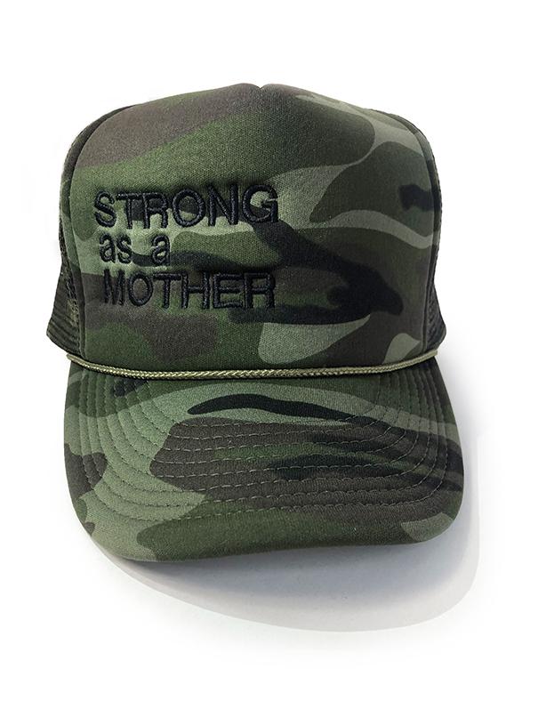 Strong As A Mother Trucker Hat Hat anekantsquick Nursing Apparel One Size camo 
