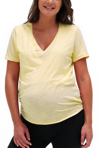 V Neck Nursing Tee Shirt Bun Short Sleeve Tee Shirt robertwilsonassociates Nursing Apparel small lemon 