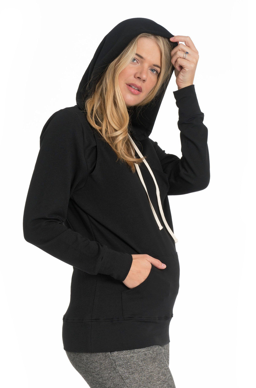 Cozy Maternity Nursing Hoodie - 4 Colors Hoodie robertwilsonassociates Nursing Apparel black large 10/12 