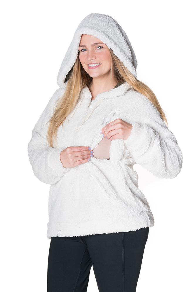 Cuddle Me Sherpa Nursing Hoodie Hoodie robertwilsonassociates Nursing Apparel medium 6/8 ivory 