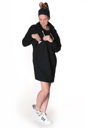 Relaxed Hoodie Nursing Dress Dress anekantsquick Nursing Apparel medium 6/8 black 