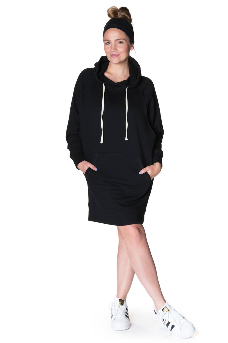 Relaxed Hoodie Nursing Dress Dress anekantsquick Nursing Apparel large 10/12 black 