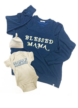 BLESSED MAMA Mommy and Me Set Mommy and Me anekantsquick Nursing Apparel small 2/4 0-3 deep sea