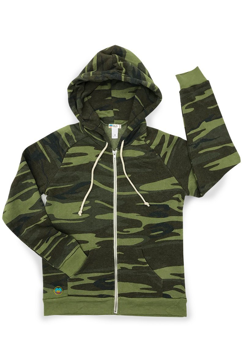 Gratitude Camo Zip Up Fleece Hoodie Hoodie robertwilsonassociates Nursing Apparel 