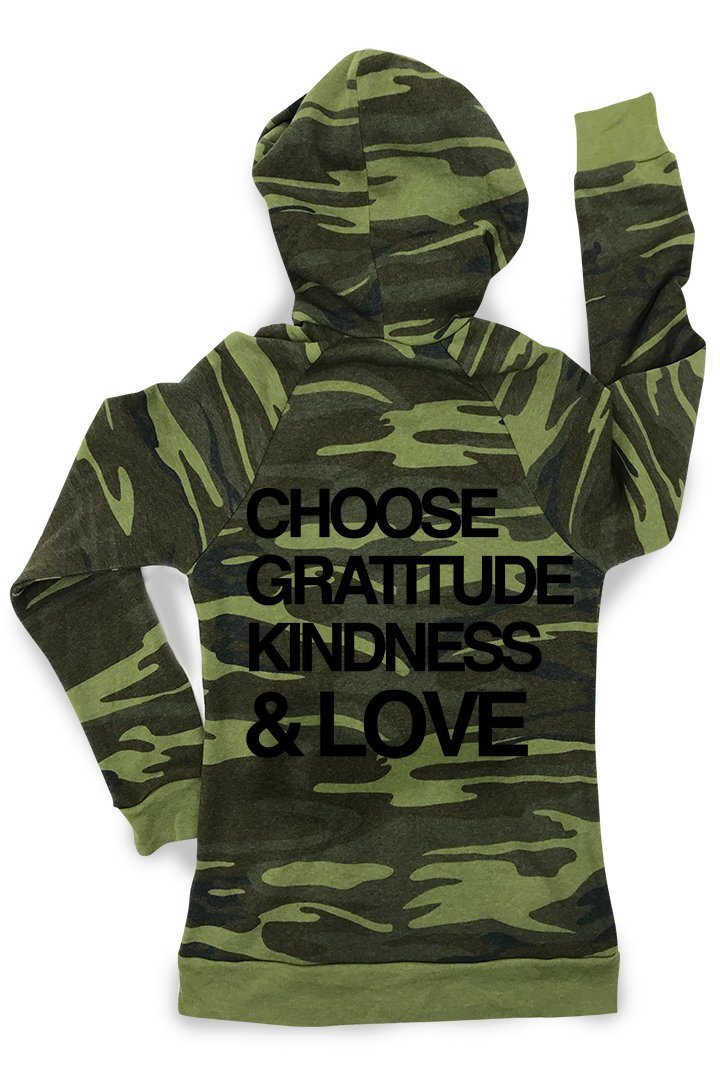 Gratitude Camo Zip Up Fleece Hoodie Hoodie robertwilsonassociates Nursing Apparel 