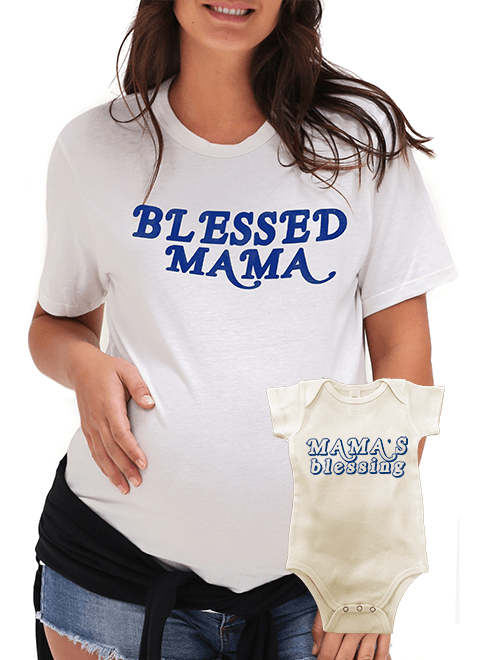 Blessed Mama and Baby Match Tee Set anekantsquick Nursing Apparel Medium Mama/ 3-6mo onesie 