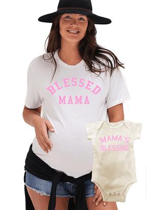 Blessed Mama and Baby Match Tee Set anekantsquick Nursing Apparel 