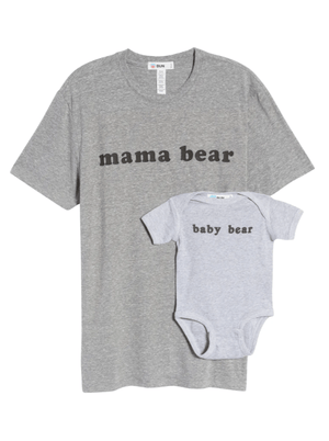 Mama and Baby Bear Matching Tee Set anekantsquick Nursing Apparel S mama / 0-3 onesie Heather Gray 