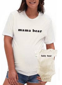 Mama and Baby Bear Matching Tee Set anekantsquick Nursing Apparel S mama / 0-3 onesie Ivory 