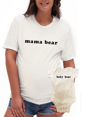 Mama and Baby Bear Matching Tee Set anekantsquick Nursing Apparel S mama / 0-3 onesie Ivory 