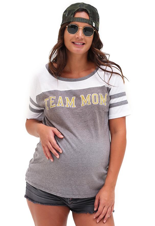 Team Mom Eco Triblend Sporty T-Shirt Tee Shirt robertwilsonassociates Nursing Apparel small 2/4 heather gray 
