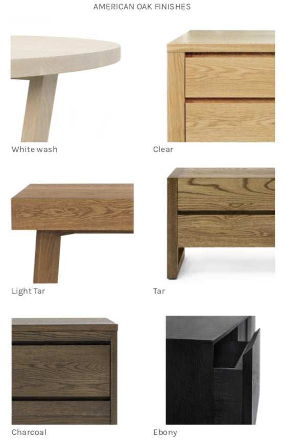 American Oak Standard Finishing Options