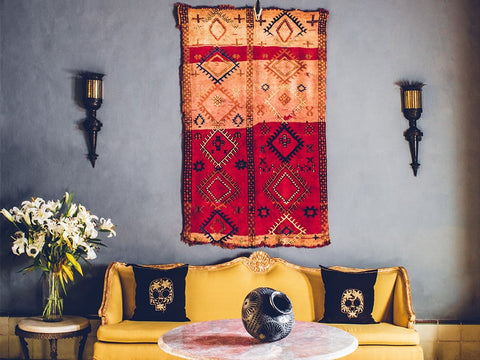 moroccan rug on wall