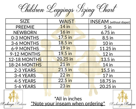 Baby Girl and Toddler Girl Size Chart