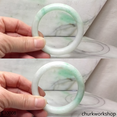White base with splotches green jade bangle