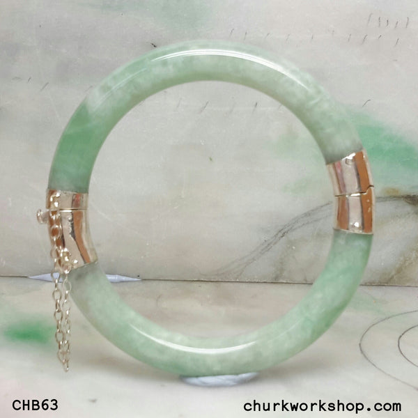 jade bangle bracelet with gold clasp