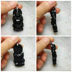 Jade happy Buddha natural black color