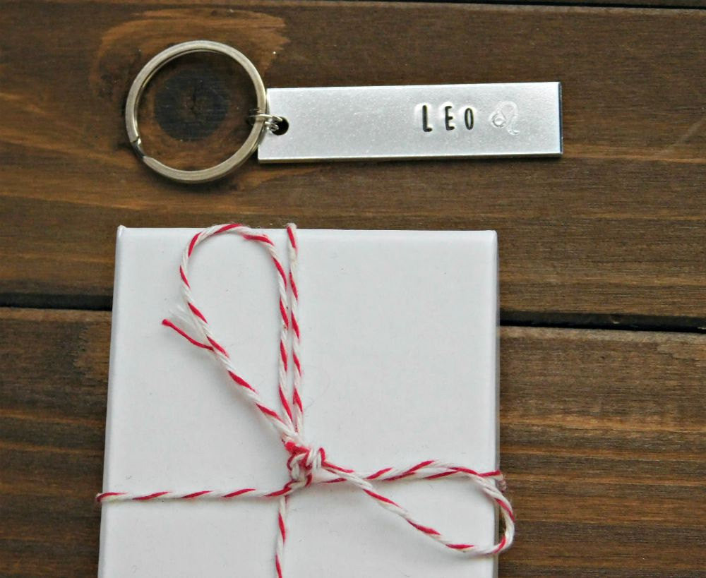 Leo Keychain July August Birthday Gift Zodiac Sign Lion Symbol Astrology Stamped Stocking Stuffer