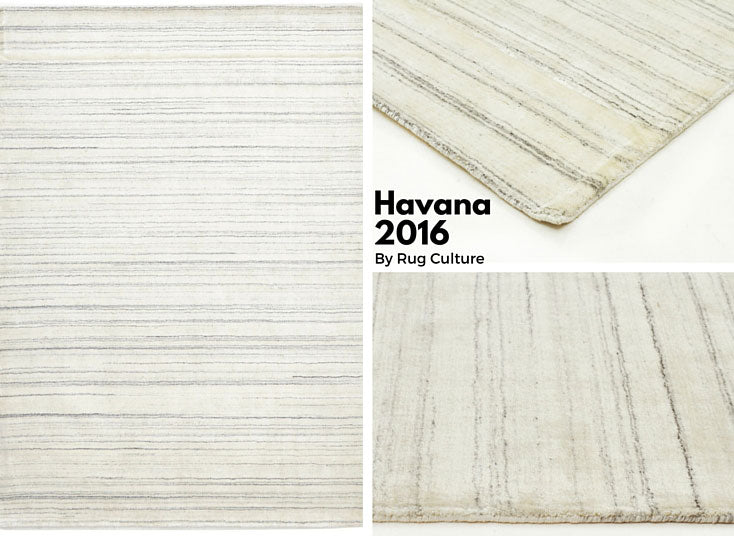 Havana Viscose and Wool Rug in White