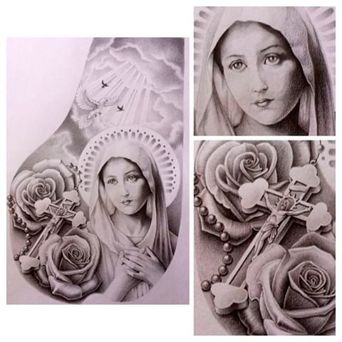 tattoo Mother Virgin Mary realist www.mariasalvador.it