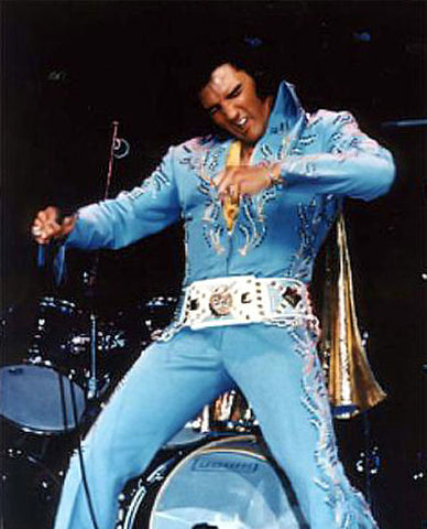 Elvis Blue Nail Jumpsuit Elvis on Tour ankh cross necklace Egyptian