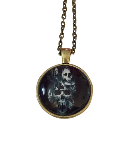 Skulls and Screams and Horror Dome Glass Pendant Necklace