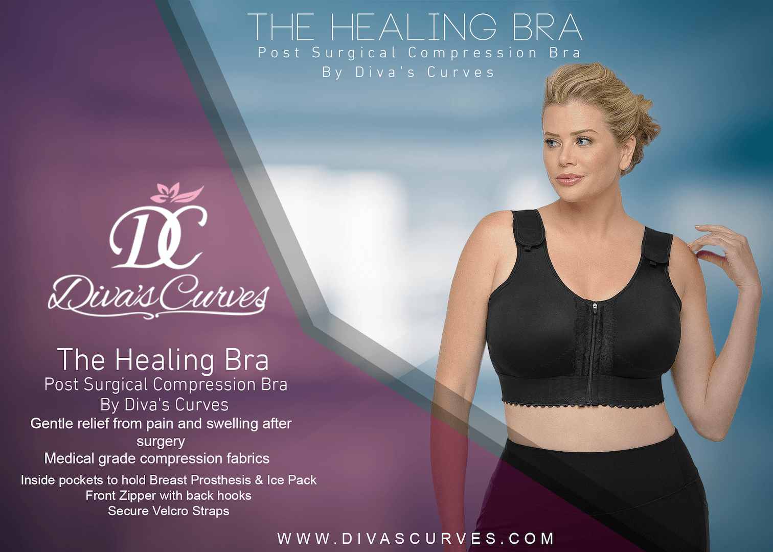  Compression Bras, Post Surgical bras, Shapewear Compression, Plus Size shapewear, Post Surgical Garments - Plus Size Compression Leggings, Bras - Diva's Curves
