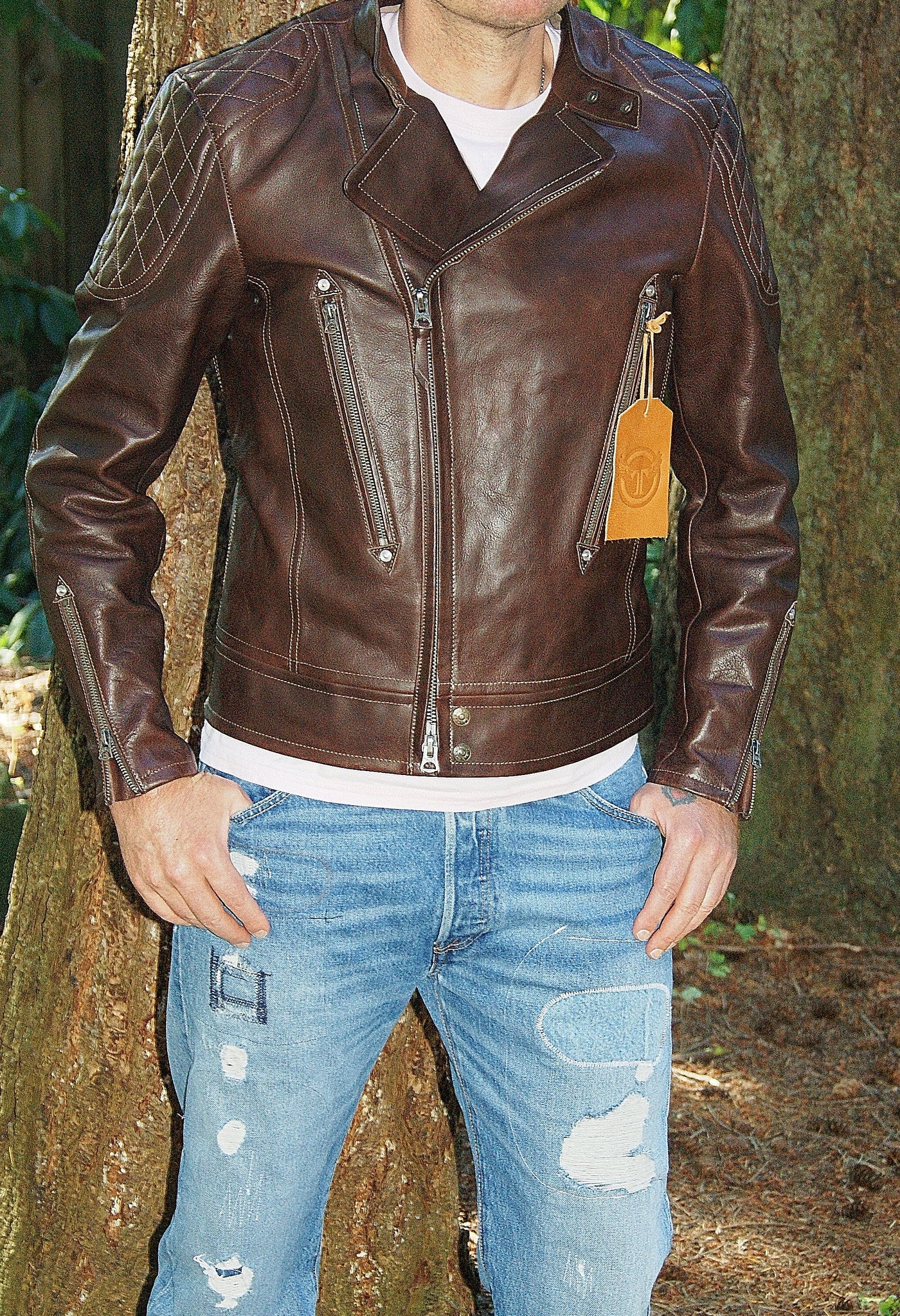 Thedi x Thurston Espresso Italian Buffalo Orion Quilted Crosszip Jacket