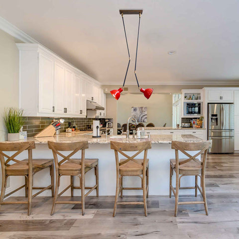 Red pendant light fixture 