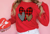 3 Doodle Heart Valentines Sweatshirt, Leopard Heart Shirt, Leopard Print, Cute Heart Valentines shirt, Buffalo Plaid heart Sweater