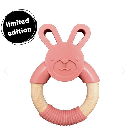 Jellystone- Hop Bunny Teether - Dusty Pink - August Lane