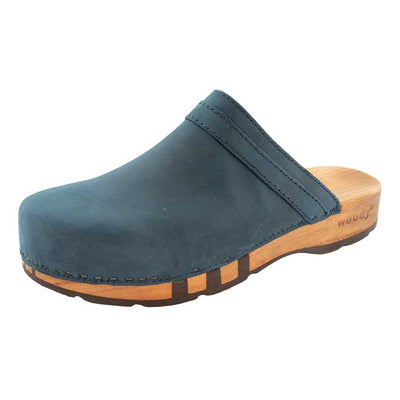 harry, clogs herren mit biegsamer nachhaltiger holzsohle, farbe: avion (dunkelblau), holzclogs woody, woody schuhe, woody shoes, handgemachte holzschuhe aus österreich, kärnten