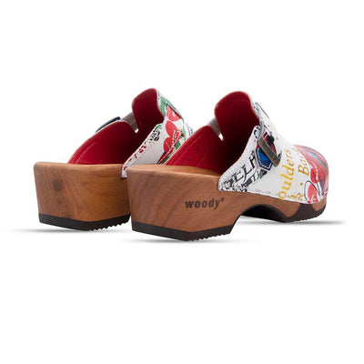 manu, clogs damen mit biegsamer nachhaltiger holzsohle, der bestseller, holzclogs woody, woody schuhe, woody shoes, handgemachte holzschuhe aus österreich, kärnten, farbe: showtime (multicolor)