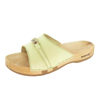 modell-alice-farbe: verde acido_clogs pantoletten damen mit biegsamer nachhaltiger weidenholzsohle, holzclogs woody, woody schuhe, woody shoes, handgemachte holzschuhe aus österreich, kärnten