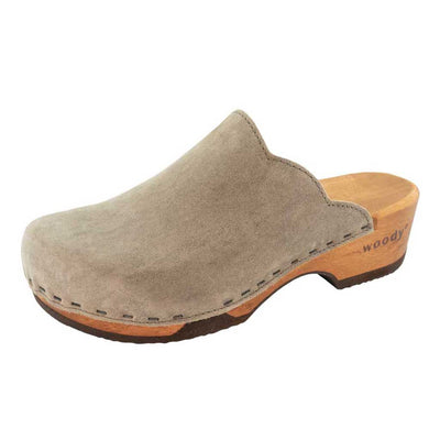 emma, farbe: sand_clogs damen mit biegsamer nachhaltiger weidenholzsohle, holzclogs woody, woody schuhe, woody shoes, handgemachte holzschuhe aus österreich, kärnten