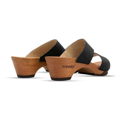 kate-farbe: nero_clogs pantoletten damen mit biegsamer nachhaltiger weidenholzsohle, holzclogs woody, woody schuhe, woody shoes, handgemachte holzschuhe aus österreich, kärnten