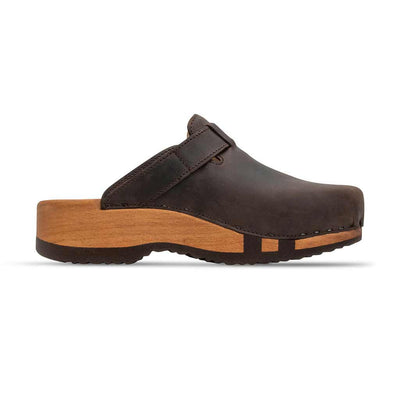 leon, clogs herren mit biegsamer nachhaltiger holzsohle, farbe: caffe-braun, holzclogs woody, woody schuhe, woody shoes, handgemachte holzschuhe aus österreich, kärnten