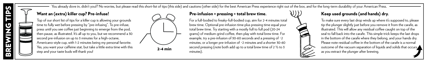 American Press Coffee Maker Brewing Tips