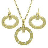 Set de Collar y Aretes Para Mujer De Acero y Baño de Oro con Circonias. Mayoreo y menudeo, acero inoxidable bisutería y plata