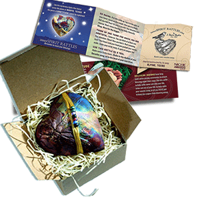 innerSpirit Rattles are gift boxed with a storycard