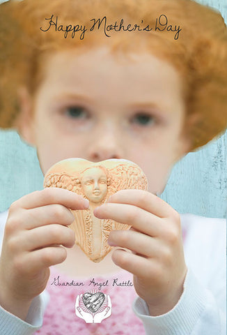Mother's Day Gift Idea Small Redheaded Girl Handing Her Mother a Guardian Angel innerSpirit Rattle