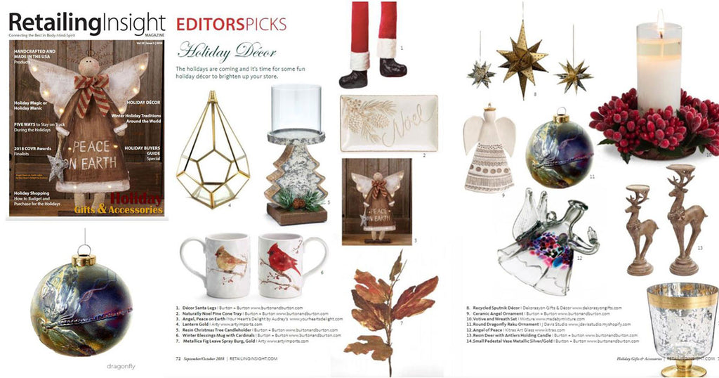 J. Davis Studio Raku Ornaments in Retailing Insight Magazine