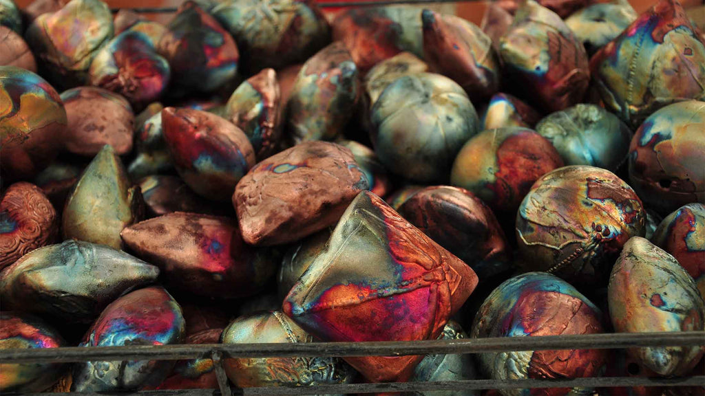 A basket of innerSpirit rattles drying on the kiln