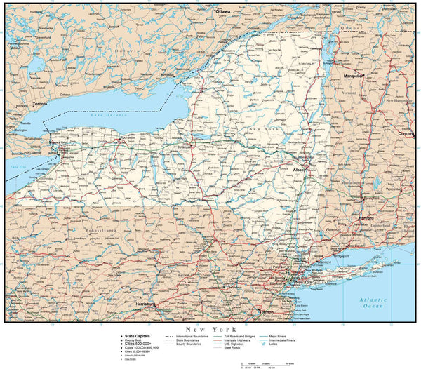 New York map in Adobe Illustrator vector format