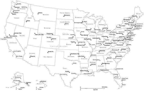 Black & White USA map - Adobe Illustrator vector File, Cut ...